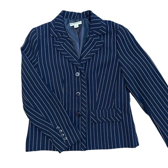 Pendleton Women's Blazer Navy Blue Pinstripe Size 6 Career Office - Picture 1 of 7